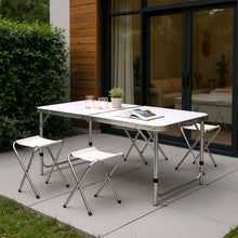 Load image into Gallery viewer, Folding Picnic Table with 4 Stools Portable Lightweight Aluminum Table Stools Set
