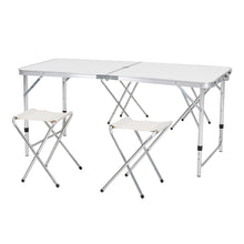 Load image into Gallery viewer, Folding Picnic Table with 4 Stools Portable Lightweight Aluminum Table Stools Set
