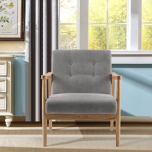 Load image into Gallery viewer, Wooden Armchair Upholstered Occasional Chair Lounge Chairs Living and Home 74cm W x 70cm L x 81cm H Grey 
