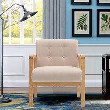Load image into Gallery viewer, Wooden Armchair Upholstered Occasional Chair Lounge Chairs Living and Home 70cm W x 63cm L x 78cm H Beige 
