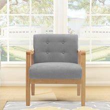 Load image into Gallery viewer, Wooden Armchair Upholstered Occasional Chair Lounge Chairs Living and Home 70cm W x 63cm L x 78cm H Grey 
