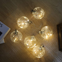 Load image into Gallery viewer, Set of 6 Clear Snowflakes Ball Christmas Glass LED Light Hanging Ornaments Living and Home 
