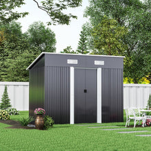 Load image into Gallery viewer, 4&#39; x 6&#39; ft / 4&#39; x 8&#39; ft Garden Shed with Skillion Roof Top Steel Garden Sheds Living and Home 4&#39; x 8&#39; ft Black 
