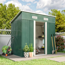 Load image into Gallery viewer, Garden Steel Shed with Skillion Roof Top Garden storage Living and Home 4&#39; x 6&#39; ft Green 
