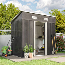 Load image into Gallery viewer, Garden Steel Shed with Skillion Roof Top Garden storage Living and Home 4&#39; x 6&#39; ft Black 

