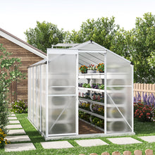 Load image into Gallery viewer, White Framed Garden Hobby Greenhouse with Vent Garden Storages &amp; Greenhouses Living and Home 10&#39; x 6&#39; ft With base frame 
