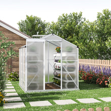 Load image into Gallery viewer, White Framed Garden Hobby Greenhouse with Vent Garden Storages &amp; Greenhouses Living and Home 6&#39; x 6&#39; ft With base frame 
