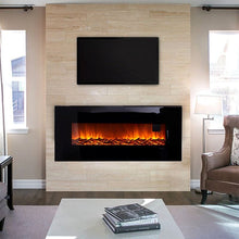 Load image into Gallery viewer, Black 50 Inch Wall Mounted Electric Fire with Log 1800W Electric Fireplace Wall Mounted Fireplaces Living and Home 

