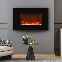 Load image into Gallery viewer, 35 Inch Wall Mounted Curved LED Electric Fireplace Tempered Glass Black Fireplaces Living and Home 
