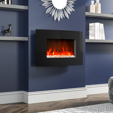 Load image into Gallery viewer, 35 Inch Wall Mounted Curved LED Electric Fireplace Tempered Glass Black Fireplaces Living and Home 
