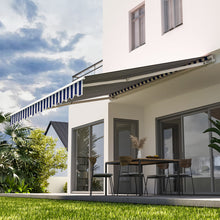 Load image into Gallery viewer, Retractable Patio Awning - Manual Shelter - Blue &amp; White Awnings Living and Home 
