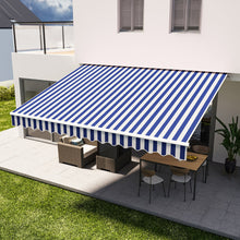 Load image into Gallery viewer, Retractable Patio Awning - Manual Shelter - Blue &amp; White Awnings Living and Home 
