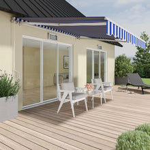 Load image into Gallery viewer, Retractable Patio Awning - Manual Shelter - Blue &amp; White Patio Awnings Living and Home 
