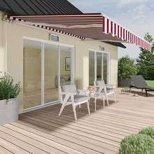 Load image into Gallery viewer, Retractable Patio Awning - Manual Shelter - Red &amp; White Patio Awnings Living and Home 
