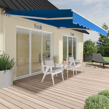Load image into Gallery viewer, Retractable Patio Awning Blue Manual Shelter Patio Awnings Living and Home 
