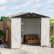 Load image into Gallery viewer, Classic Lockable Tool Storage Bike Shed Brown Metal Shed for Garden Storage Garden Sheds Living and Home 
