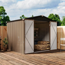 Load image into Gallery viewer, Classic Lockable Tool Storage Bike Shed Brown Metal Shed for Garden Storage Garden Sheds Living and Home 
