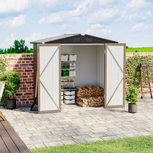 Load image into Gallery viewer, Classic Lockable Tool Storage Bike Shed Brown Metal Shed for Garden Storage Garden Sheds Living and Home 
