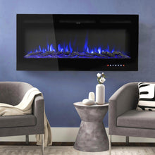 Load image into Gallery viewer, 40 Inch Electric Fireplace Glass Panel Colorful Flame Insert Wall Mounted Heater Fireplaces Living and Home 
