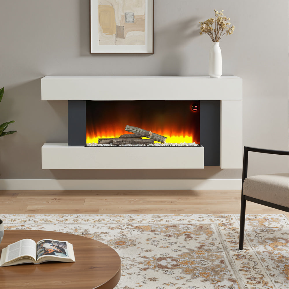 50 Inch 2000W Electric Fireplace Oddly unique L Shaped Wall Mounted Fireplaces