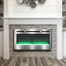 Load image into Gallery viewer, Linear Electric Fireplace Recessed in Chrome Living and Home 
