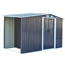 Load image into Gallery viewer, Garden Metal Storage Shed with Log Storage
