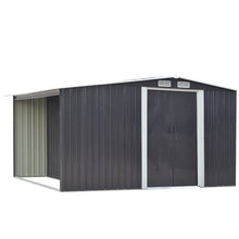 Load image into Gallery viewer, Garden Metal Storage Shed with Log Storage

