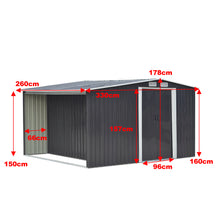 Load image into Gallery viewer, Garden Metal Storage Shed with Log Storage
