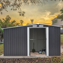Load image into Gallery viewer, Garden Metal Storage Shed with Log Storage
