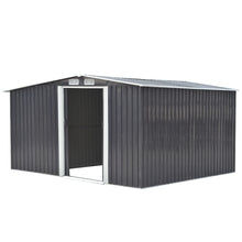 Load image into Gallery viewer, Garden Metal Storage Shed with Log Storage
