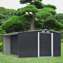 Load image into Gallery viewer, Garden Metal Storage Shed with Log Storage
