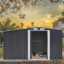 Load image into Gallery viewer, Garden Metal Storage Shed with Log Storage
