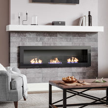Load image into Gallery viewer, 55 Inch Bio Ethanol Fireplace White Grey Black Mounted Inset Wall Biofire Bio Ethanol Fireplaces Living and Home Black 

