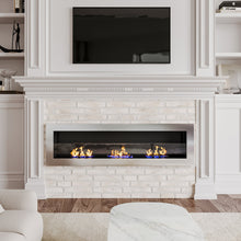 Load image into Gallery viewer, 55 Inch Bio Ethanol Fireplace White Grey Black Mounted Inset Wall Biofire Bio Ethanol Fireplaces Living and Home Sliver 
