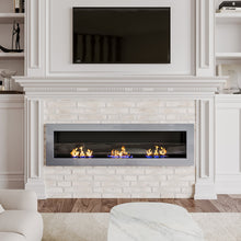 Load image into Gallery viewer, 55 Inch Bio Ethanol Fireplace White Grey Black Mounted Inset Wall Biofire Bio Ethanol Fireplaces Living and Home Grey 
