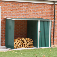 Load image into Gallery viewer, Garden Storage Shed Metal Storage Box with Log Rack Garden Storages &amp; Greenhouses Living and Home 
