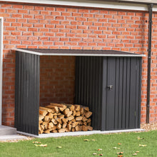 Load image into Gallery viewer, Garden Storage Shed Metal Storage Box with Log Rack Garden Storages &amp; Greenhouses Living and Home 
