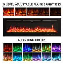 Load image into Gallery viewer, 70/80/100 Inch Inset Electric Fireplace Built-In Heater with 9 Flame Colour

