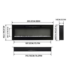 Load image into Gallery viewer, 70/80/100 Inch Inset Electric Fireplace Built-In Heater with 9 Flame Colour
