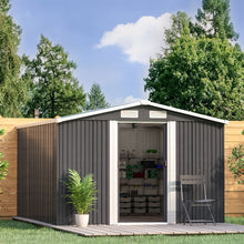 Load image into Gallery viewer, Garden Metal Storage Shed with Gabled Roof Top Large Size Greenhouses Living and Home Black 
