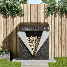 Load image into Gallery viewer, Garden Sanctuary Metal Tube Firewood Rack with Roof Garden Sheds Living and Home 
