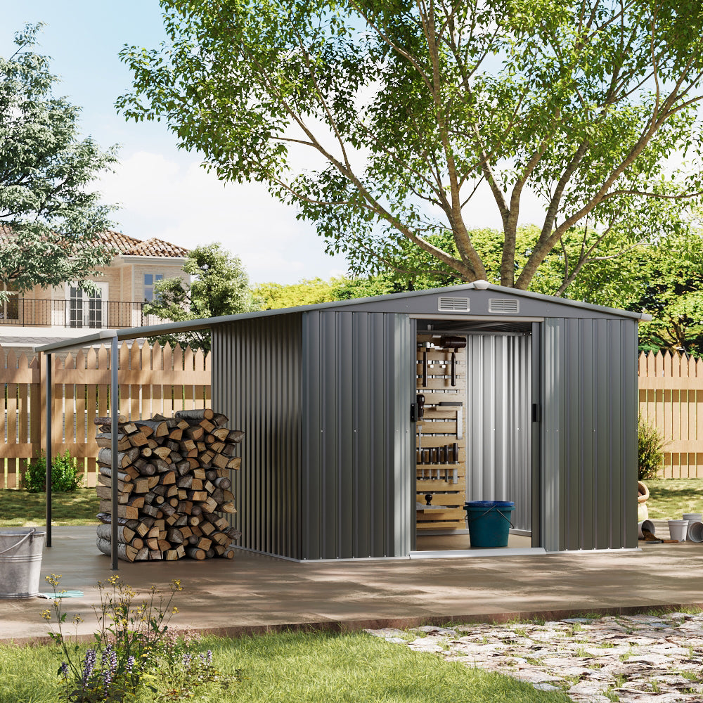 Outdoor Metal Storage Shed with Lean-to