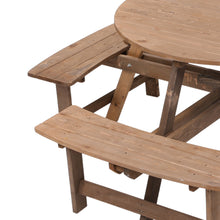Load image into Gallery viewer, 8-Person Round Wood Picnic Table and Bench Set
