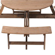 Load image into Gallery viewer, 8-Person Round Wood Picnic Table and Bench Set
