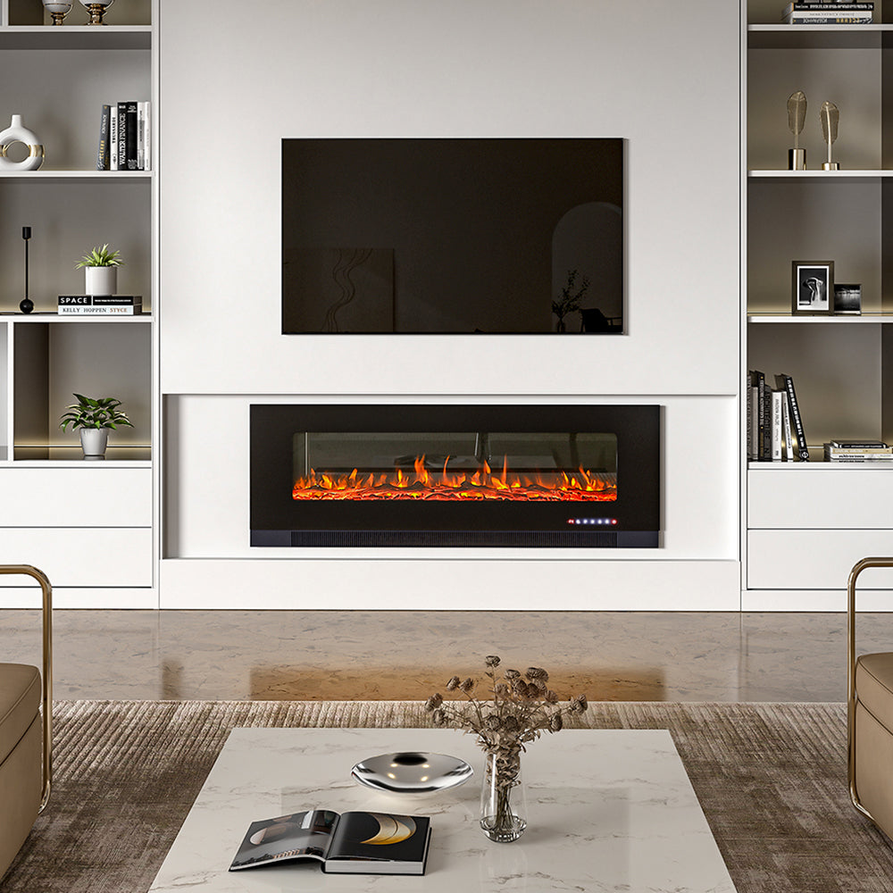 50/60/72 inch Wall Mounted Electric Fireplaces With Remote Control 9 Flame Colours Heater