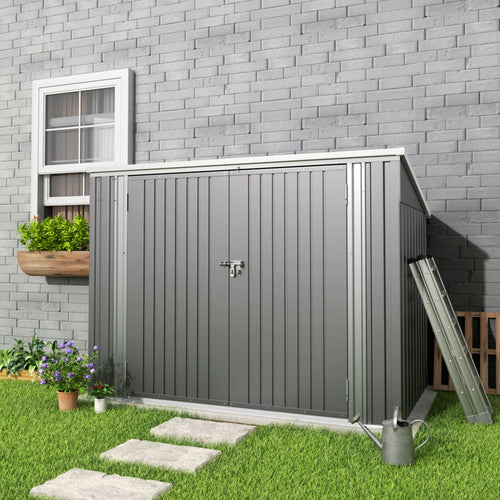 176cm Wide Steel Storage for Bike Shed Grey Tool Shed Bike & Bin Sheds Living and Home 