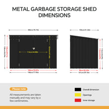 Load image into Gallery viewer, Outdoor Metal Garbage Storage Shed with Hinged Lid
