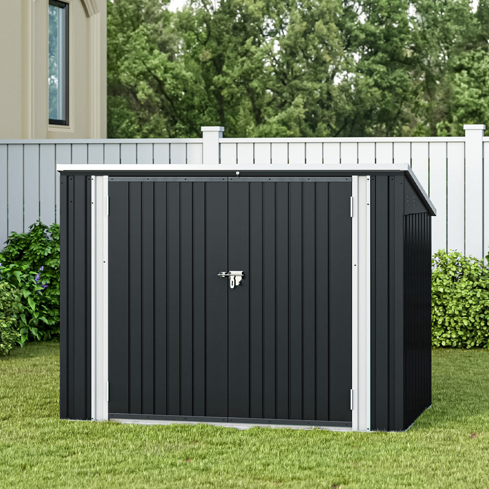 Outdoor Metal Storage Shed with Security Lock for Rubbish Bin