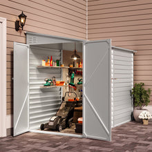 Load image into Gallery viewer, 9ft Lockable Steel Garden Bike Storage Shed White
