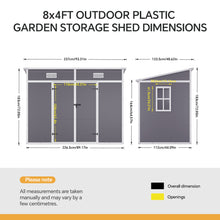Load image into Gallery viewer, 8x4FT Outdoor Plastic Garden Storage Shed
